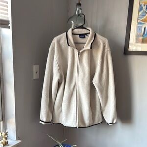 Cream Zip-Up Jacket with Black Trim